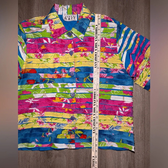 Keren Hart Vintage Rainbow Light Buttoned Multicolor Cotton Jacket Women’s Large - Picture 8 of 9